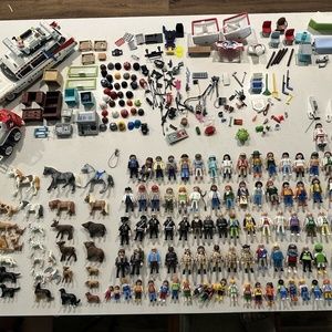 Large Playmobil Lot Vintage Modern People Animals Ghostbusters 330pc 1992 1997